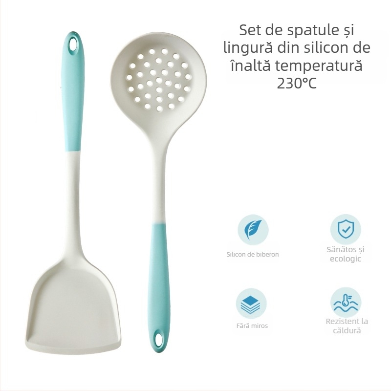 Xukang set spatule din silicon, 4 bucăți, cu clips pentru alimente și lingură de supă, antiaderent, antiderapant, rezistent la temperaturi înalte