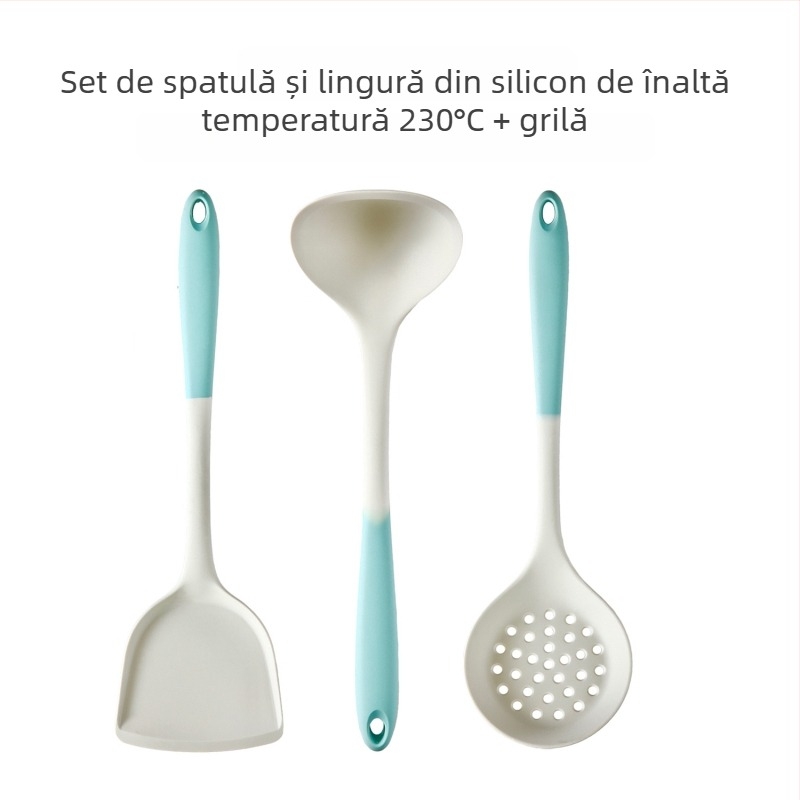 Xukang set spatule din silicon, 4 bucăți, cu clips pentru alimente și lingură de supă, antiaderent, antiderapant, rezistent la temperaturi înalte