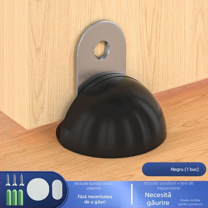 Stop de ușă montat pe podea, din oțel inoxidabil, montaj fără găuri cu bandă adezivă, finisaj electroplacat, stil modern minimalist