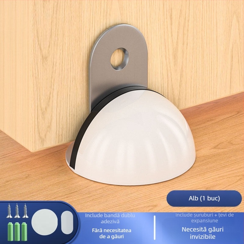 Stop de ușă montat pe podea, din oțel inoxidabil, montaj fără găuri cu bandă adezivă, finisaj electroplacat, stil modern minimalist