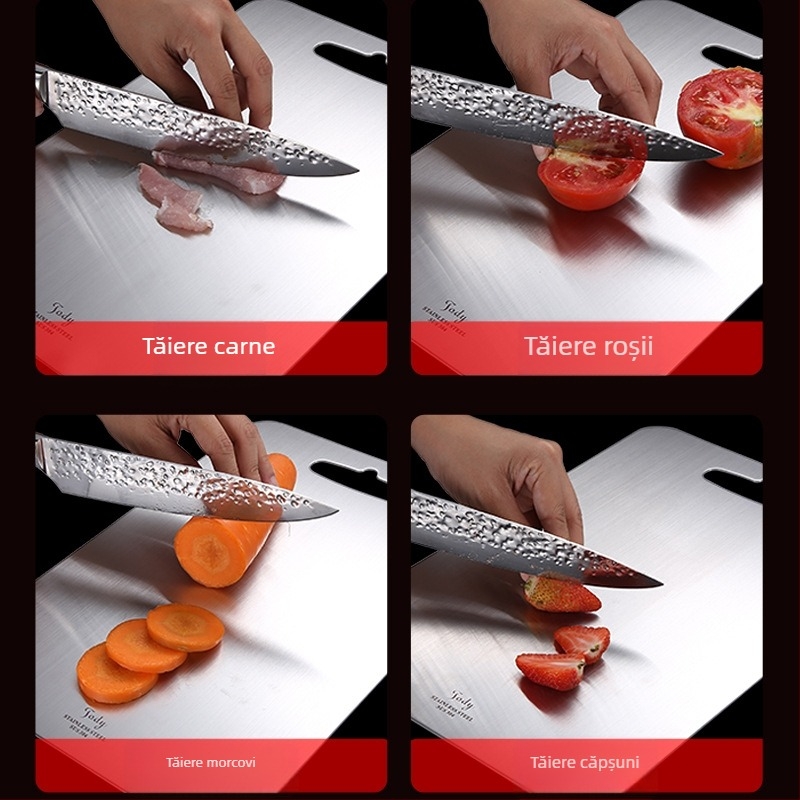 tocător din oțel inoxidabil, cu două fețe, de calitate alimentară, antibacterian, anti-alunecare