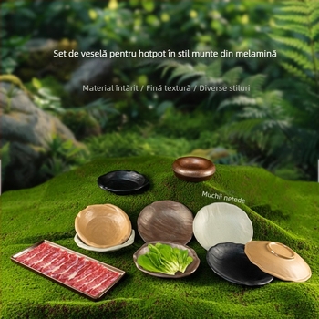 Vas dreptunghiular din melamină pentru hot pot și grătar — suprafață lustruită, personalizabil