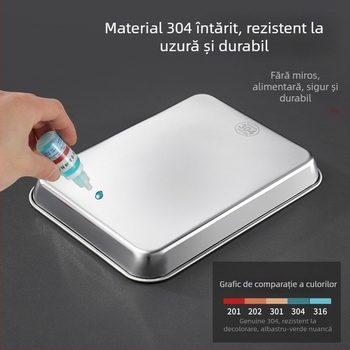 Tava plată din oțel inoxidabil 304, dreptunghiulară, cu plasă filtrantă pentru controlul uleiului și drenaj, stil minimalist modern