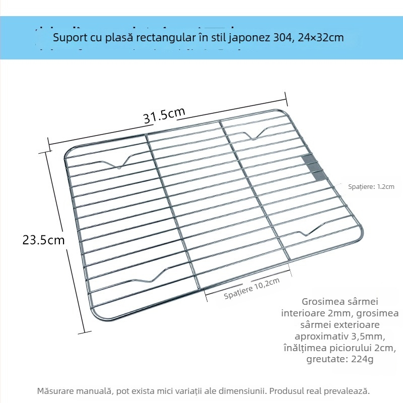 Tava plată din oțel inoxidabil 304, dreptunghiulară, cu plasă filtrantă pentru controlul uleiului și drenaj, stil minimalist modern
