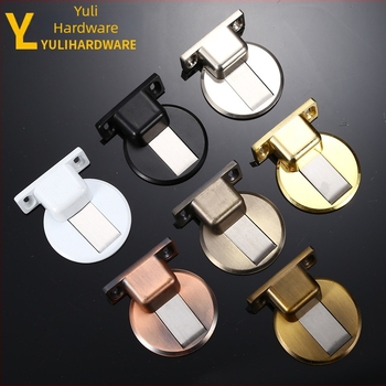 Stop ușă din aliaj zinc – priză la podea, fără găuri, silențios, invizibil, cu magnet pentru uși interioare din lemn (montaj CT-02, manual, stil modern)