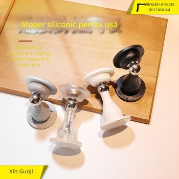 Stopper de ușă din silicon, fără găurire, montaj pe perete, design rotund lux, PVC/magnet, construcție standard