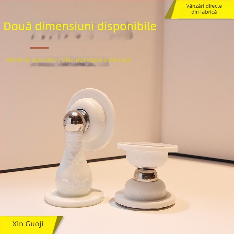 Stopper de ușă din silicon, fără găurire, montaj pe perete, design rotund lux, PVC/magnet, construcție standard