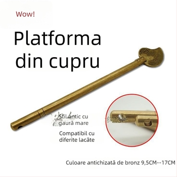 Zăvor pentru ușă tip A, din alamă, suprafață lustruită și îmbătrânită, marcă Tong Que, stil Chinez nou