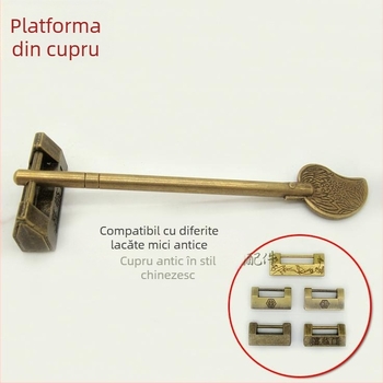 Zăvor pentru ușă tip A, din alamă, suprafață lustruită și îmbătrânită, marcă Tong Que, stil Chinez nou