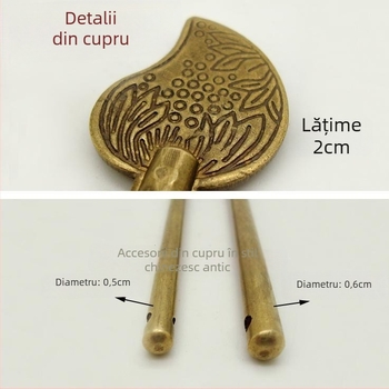 Zăvor pentru ușă tip A, din alamă, suprafață lustruită și îmbătrânită, marcă Tong Que, stil Chinez nou