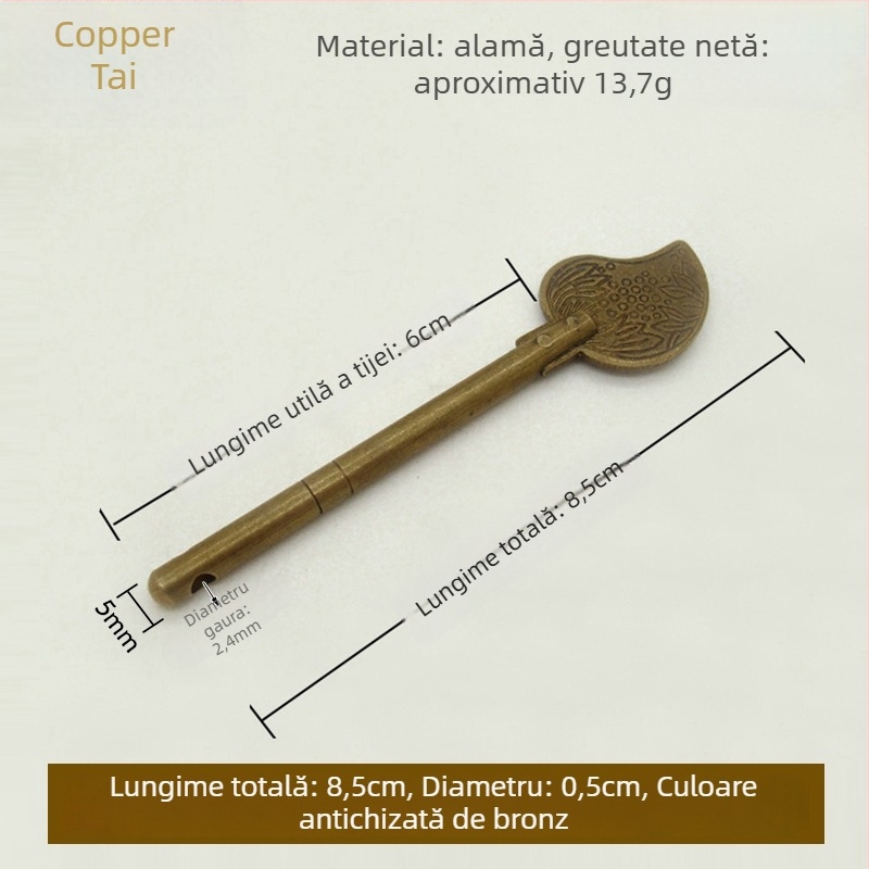 Zăvor pentru ușă tip A, din alamă, suprafață lustruită și îmbătrânită, marcă Tong Que, stil Chinez nou