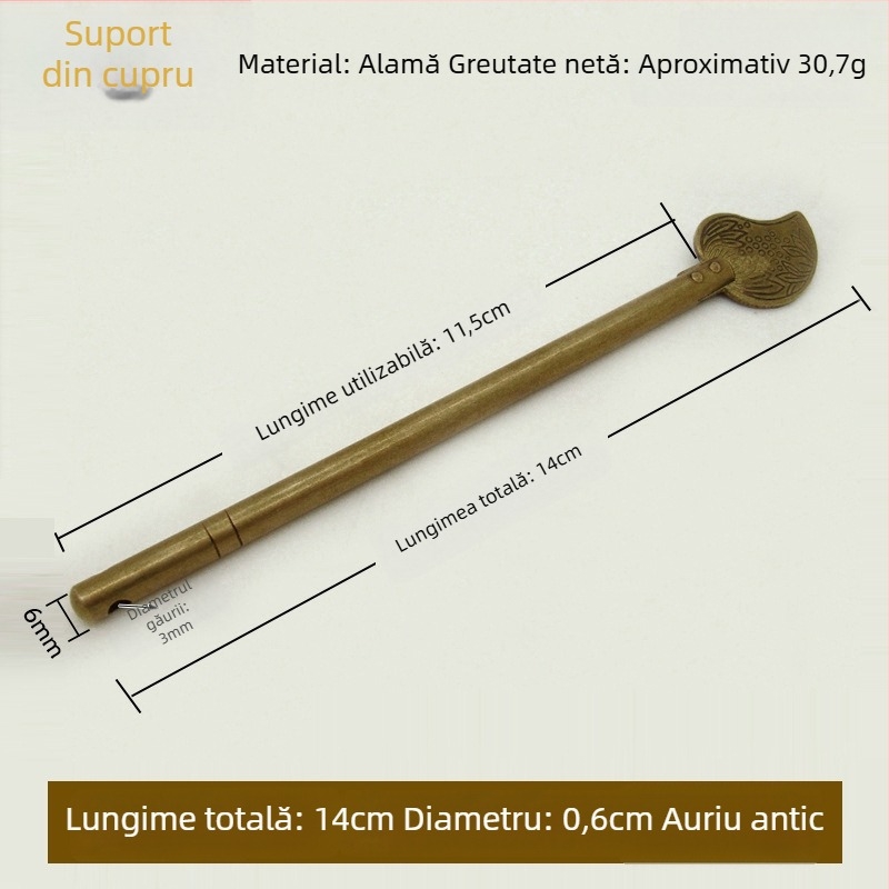 Zăvor pentru ușă tip A, din alamă, suprafață lustruită și îmbătrânită, marcă Tong Que, stil Chinez nou