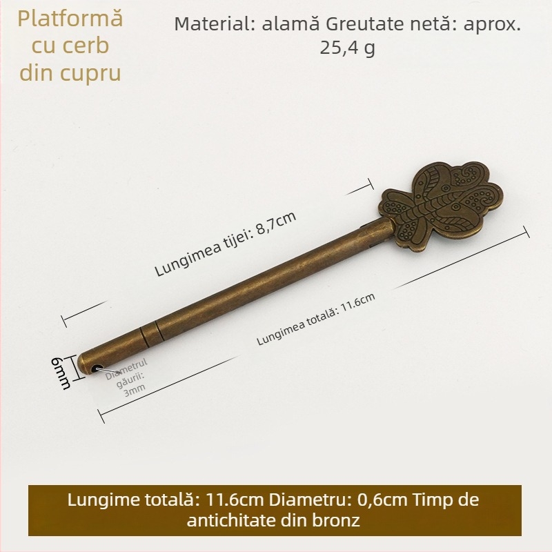 Zăvor pentru ușă tip A, din alamă, suprafață lustruită și îmbătrânită, marcă Tong Que, stil Chinez nou