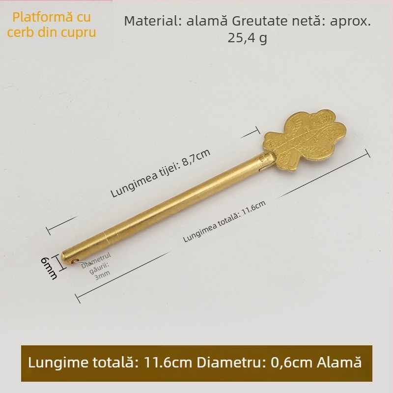 Zăvor pentru ușă tip A, din alamă, suprafață lustruită și îmbătrânită, marcă Tong Que, stil Chinez nou