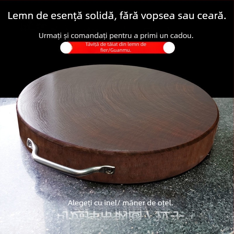 tocător rotund din lemn, cu două fețe, antiderapant, rezistent la mucegai, antiseptic (origine: port Guangxi, Nanning)