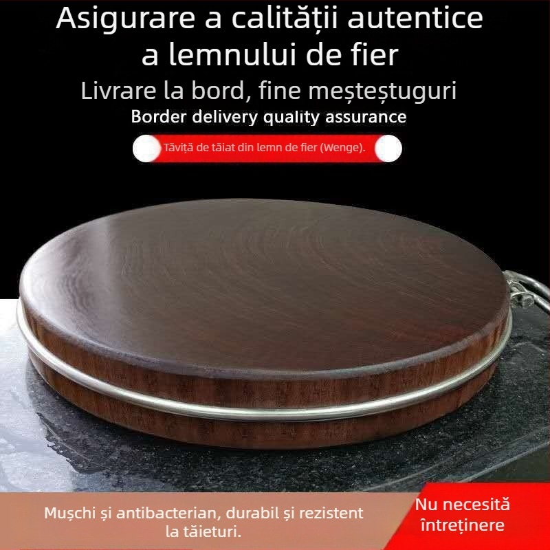 tocător rotund din lemn, cu două fețe, antiderapant, rezistent la mucegai, antiseptic (origine: port Guangxi, Nanning)