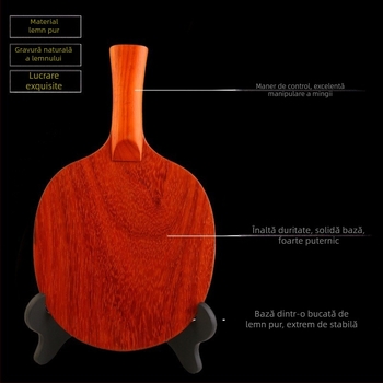 Lama de palet pentru tenis de masă, din lemn rosewood, strat unic, gumă cu lipire de lungă durată, lovire laterală, destinat antrenamentelor și competițiilor
