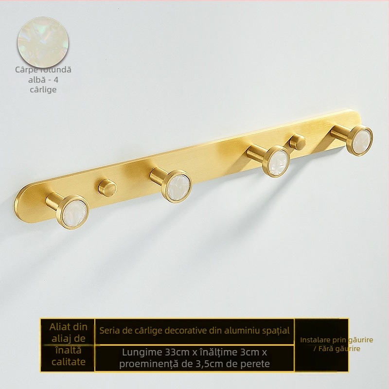 Cuier de baie din aliaj de aluminiu, autoadeziv, montaj pe perete fără găuri, în formă de scoică, stil luxuos ușor, greutate 1 kg