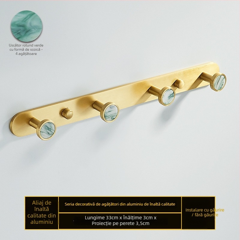 Cuier de baie din aliaj de aluminiu, autoadeziv, montaj pe perete fără găuri, în formă de scoică, stil luxuos ușor, greutate 1 kg