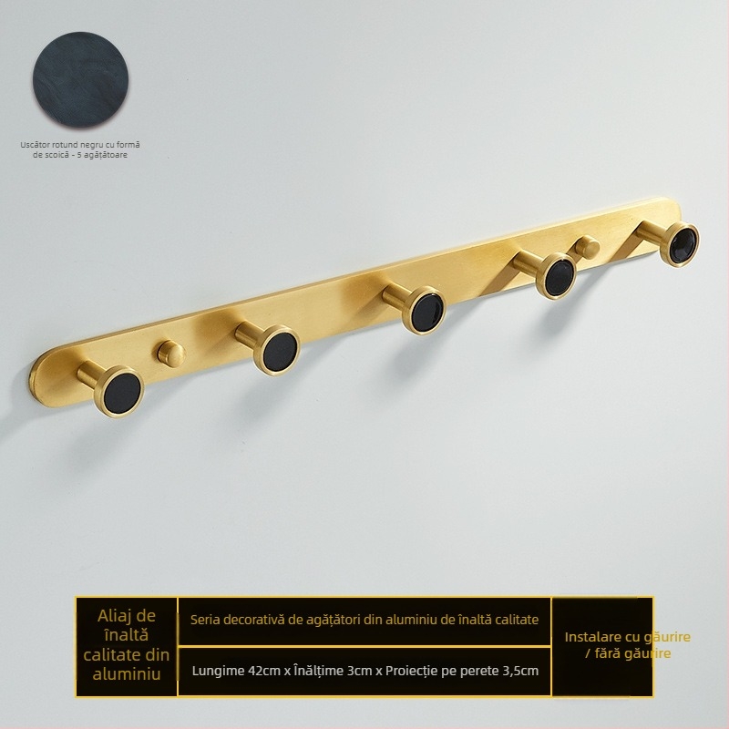 Cuier de baie din aliaj de aluminiu, autoadeziv, montaj pe perete fără găuri, în formă de scoică, stil luxuos ușor, greutate 1 kg