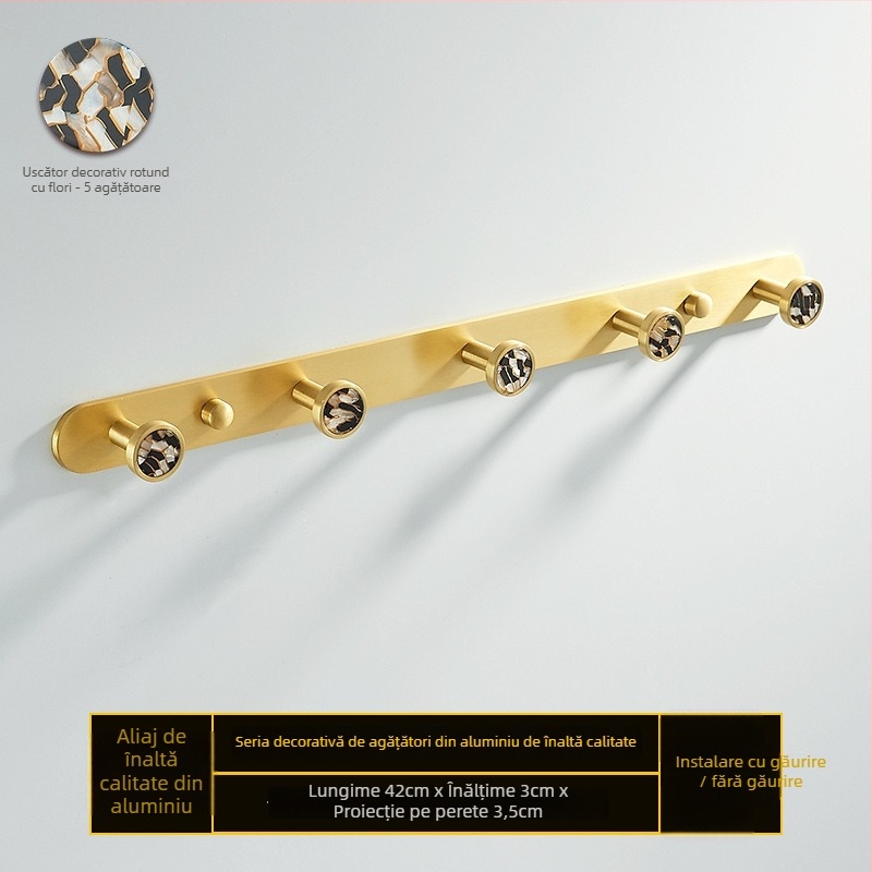 Cuier de baie din aliaj de aluminiu, autoadeziv, montaj pe perete fără găuri, în formă de scoică, stil luxuos ușor, greutate 1 kg