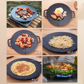 Placă de grătar din piatră Maifan pentru exterior - rotundă, portabilă, multifuncțională, compatibilă cu plitele cu inducție