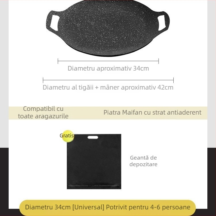 Placă de grătar din piatră Maifan pentru exterior - rotundă, portabilă, multifuncțională, compatibilă cu plitele cu inducție