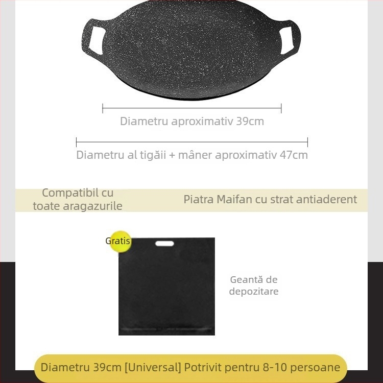 Placă de grătar din piatră Maifan pentru exterior - rotundă, portabilă, multifuncțională, compatibilă cu plitele cu inducție
