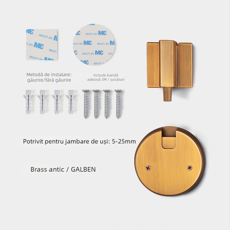 BAGB Mâner de ușă cu aspirație pe podea – fără găuri, anti-coliziune, push-pull (Model FFDX, material: aliaj de zinc, finisaj: placare electrolitică, montaj CT-02)