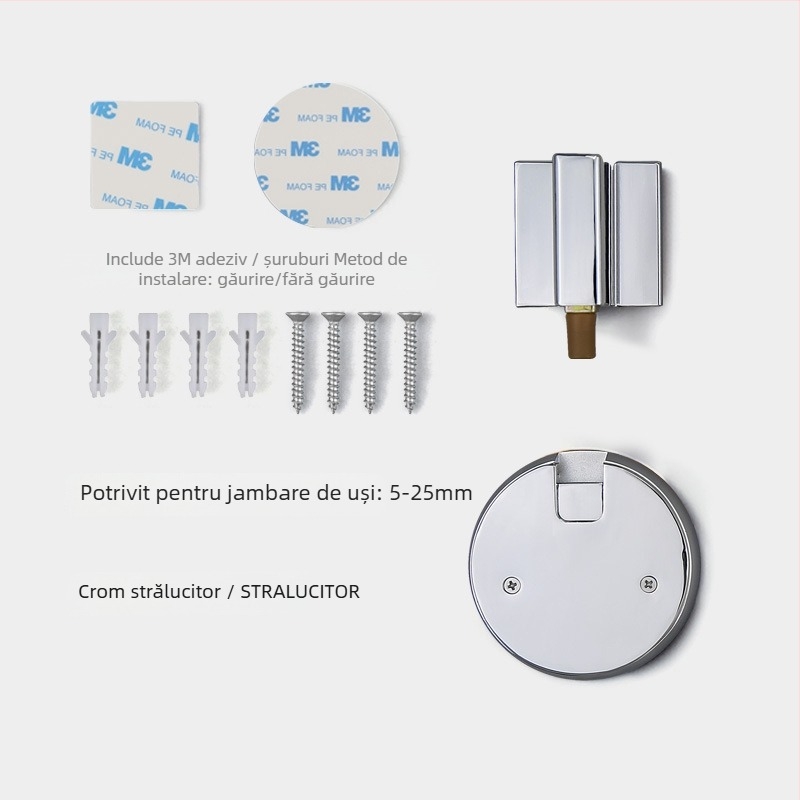 BAGB Mâner de ușă cu aspirație pe podea – fără găuri, anti-coliziune, push-pull (Model FFDX, material: aliaj de zinc, finisaj: placare electrolitică, montaj CT-02)