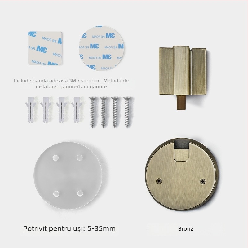 BAGB Mâner de ușă cu aspirație pe podea – fără găuri, anti-coliziune, push-pull (Model FFDX, material: aliaj de zinc, finisaj: placare electrolitică, montaj CT-02)
