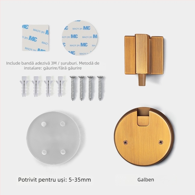 BAGB Mâner de ușă cu aspirație pe podea – fără găuri, anti-coliziune, push-pull (Model FFDX, material: aliaj de zinc, finisaj: placare electrolitică, montaj CT-02)