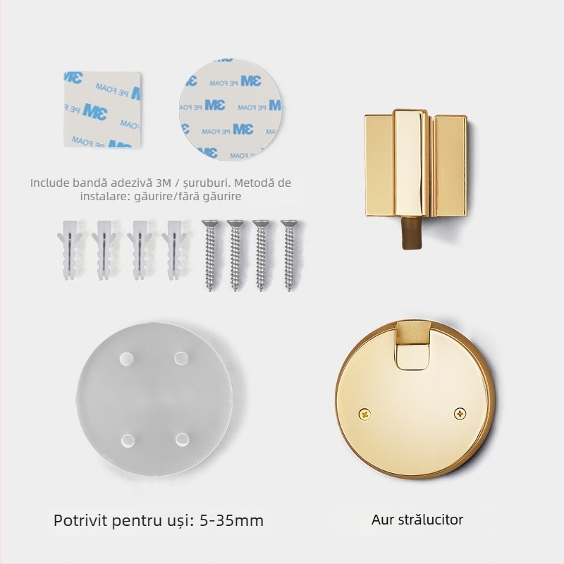 BAGB Mâner de ușă cu aspirație pe podea – fără găuri, anti-coliziune, push-pull (Model FFDX, material: aliaj de zinc, finisaj: placare electrolitică, montaj CT-02)