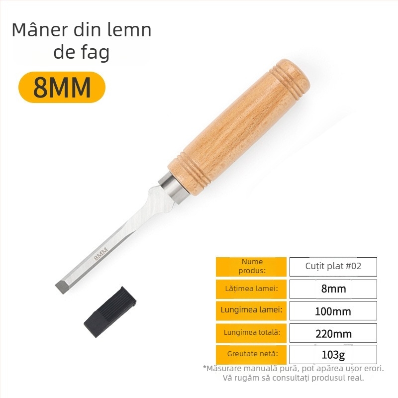 Set dălți pentru tâmplă cu lame din oțel mangan, mâner din lemn de fag – dălți plate și semi-cercuri