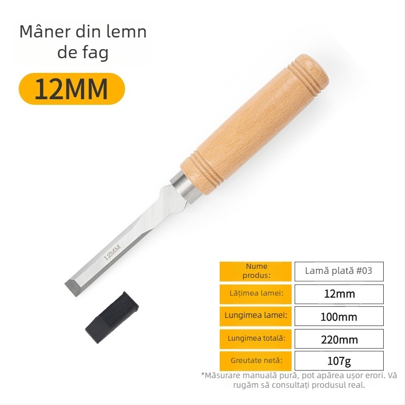 Set dălți pentru tâmplă cu lame din oțel mangan, mâner din lemn de fag – dălți plate și semi-cercuri