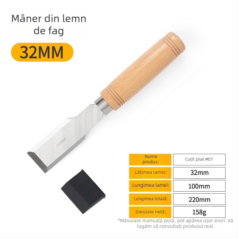 Set dălți pentru tâmplă cu lame din oțel mangan, mâner din lemn de fag – dălți plate și semi-cercuri