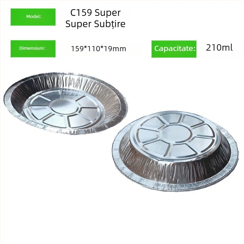 Tavă de aluminiu, adâncime mică, pentru grătar și coacere, ambalaj de unică folosință pentru livrare, personalizabil cu logo prin serigrafie, biodegradabil, necompatibilă cu microunde