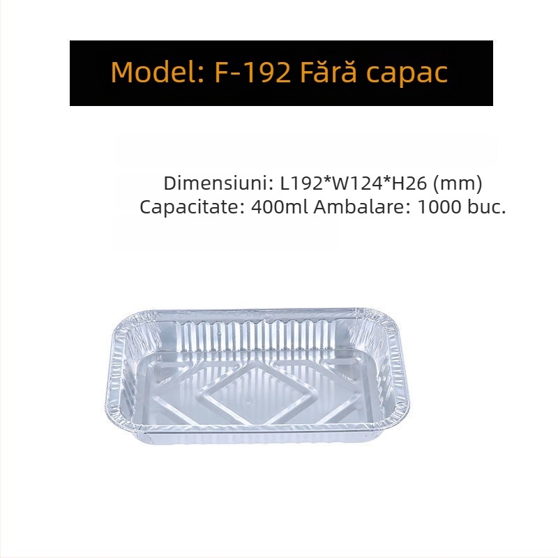 Tavă de aluminiu, adâncime mică, pentru grătar și coacere, ambalaj de unică folosință pentru livrare, personalizabil cu logo prin serigrafie, biodegradabil, necompatibilă cu microunde