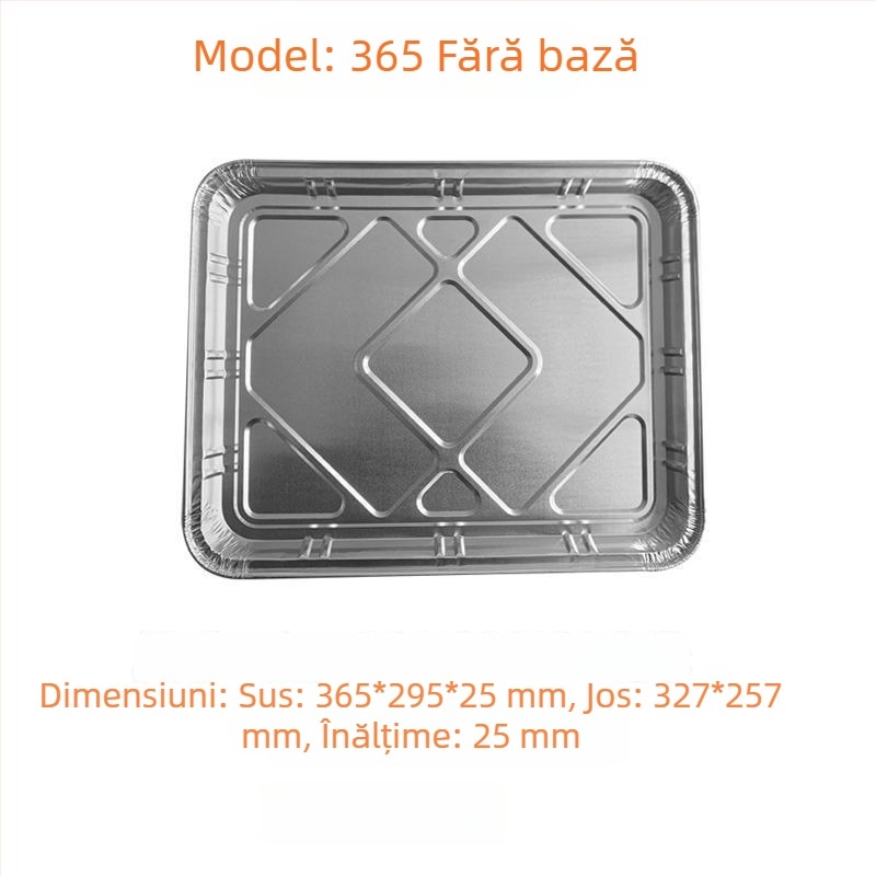 Tavă de aluminiu, adâncime mică, pentru grătar și coacere, ambalaj de unică folosință pentru livrare, personalizabil cu logo prin serigrafie, biodegradabil, necompatibilă cu microunde