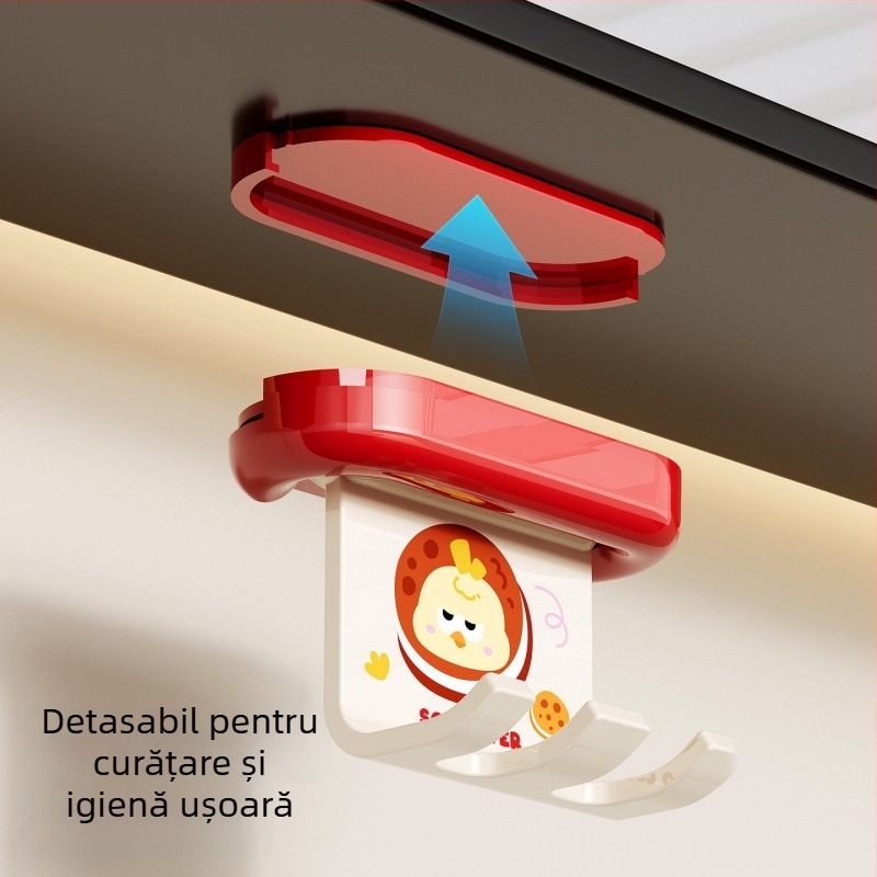 Suport pentru periuțe de dinți cu 2 compartimente, ABS, montaj pe perete fără găuri, depozitare pentru periute electrice, oglindă de baie încorporată