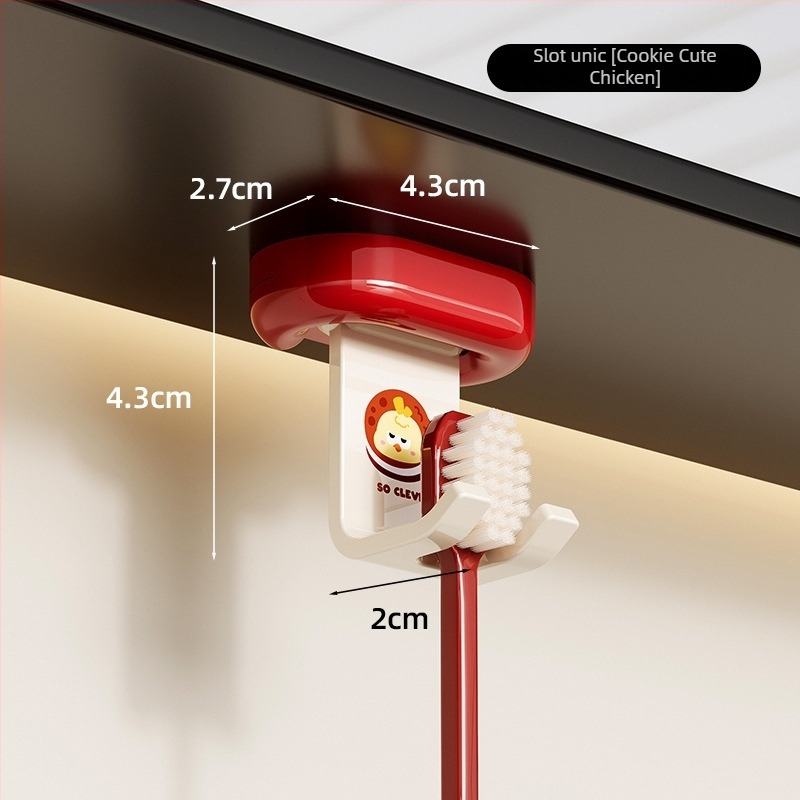 Suport pentru periuțe de dinți cu 2 compartimente, ABS, montaj pe perete fără găuri, depozitare pentru periute electrice, oglindă de baie încorporată