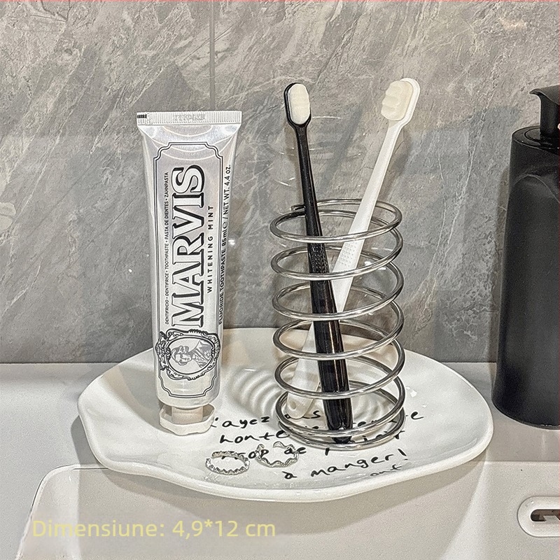 Suport pentru periuțe de dinți din oțel inoxidabil pentru baie, montaj fără găurire, mai multe opțiuni de montare, Lemon Book