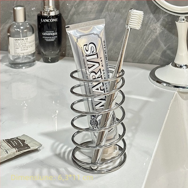 Suport pentru periuțe de dinți din oțel inoxidabil pentru baie, montaj fără găurire, mai multe opțiuni de montare, Lemon Book