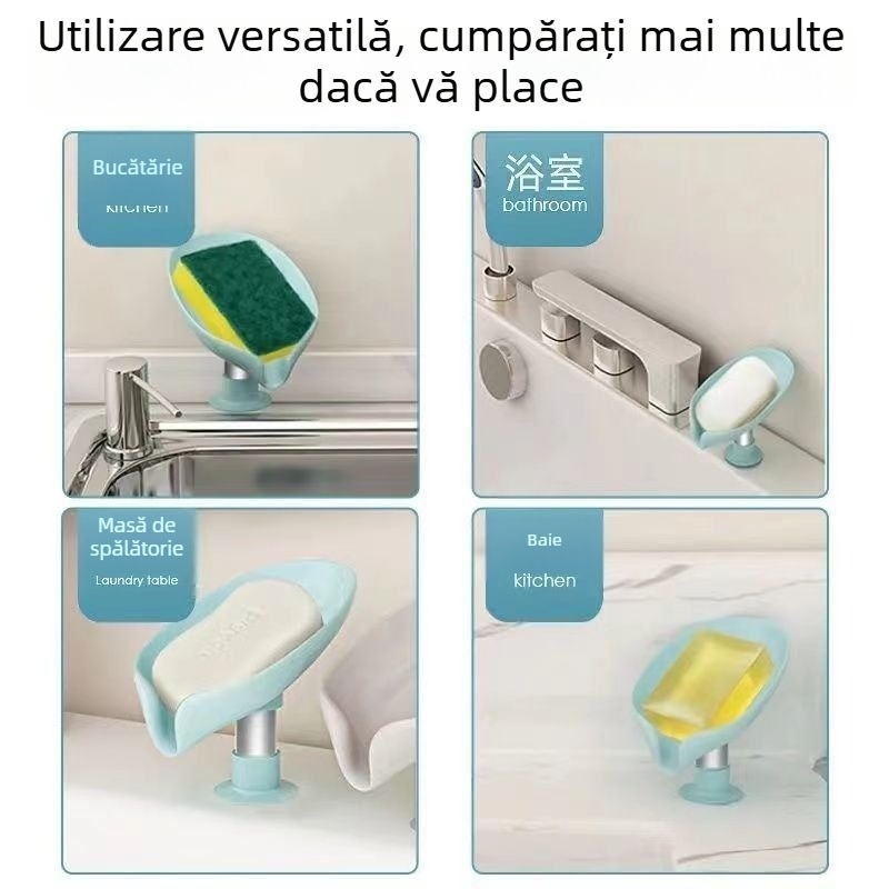 Pengyi Raft plastic pentru săpun montat pe perete cu ventuză, fără găuri, organizator de picurare (Material: plastic; Brand: Pengyi; 1 buc.; Montaj pe perete cu ventuză; Fără găuri)