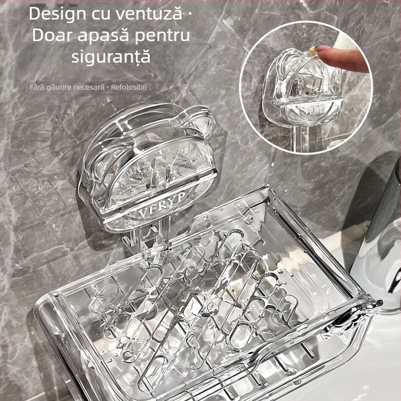 Suport pentru săpun cu ventuză - montaj pe perete, fără găuri, cu burete de curățare; din ABS plastic; 197,2 g; 100 buc.; Autonomy