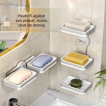 Vas de săpun cu ventuză - montaj fără găuri, detașabil și lavabil, anti-alunecare, din plastic; Brand: Oriental Bright Clean; Cantitate: 100 buc