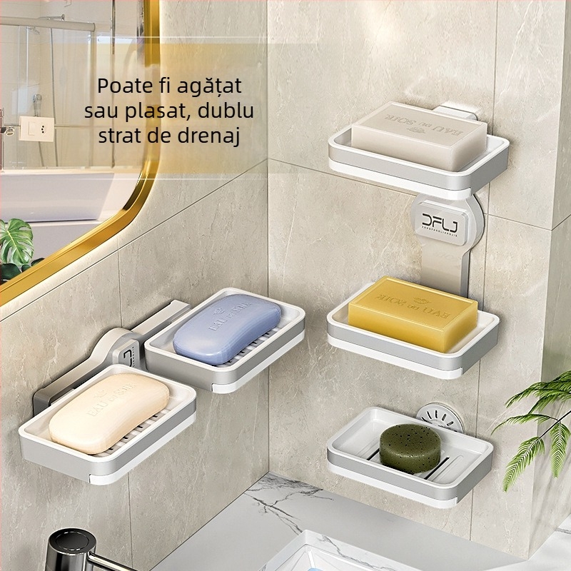 Vas de săpun cu ventuză - montaj fără găuri, detașabil și lavabil, anti-alunecare, din plastic; Brand: Oriental Bright Clean; Cantitate: 100 buc