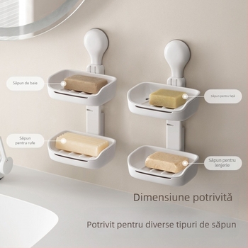 Lazy Corner ABS suport pentru săpun, montaj pe perete cu ventuze, fără găuri, drenaj, 72 buc