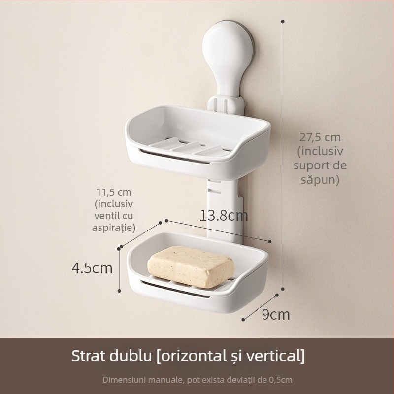 Lazy Corner ABS suport pentru săpun, montaj pe perete cu ventuze, fără găuri, drenaj, 72 buc
