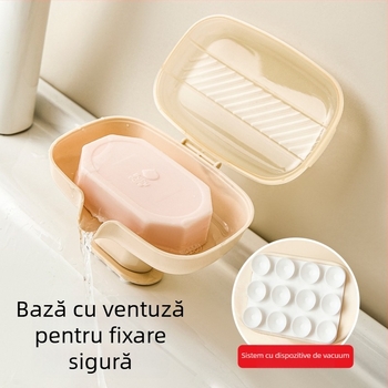 Cutie de săpun cu bază cu ventuză pentru baie, cu capac – PP; Brand Qj; 80 bucăți; Fără import